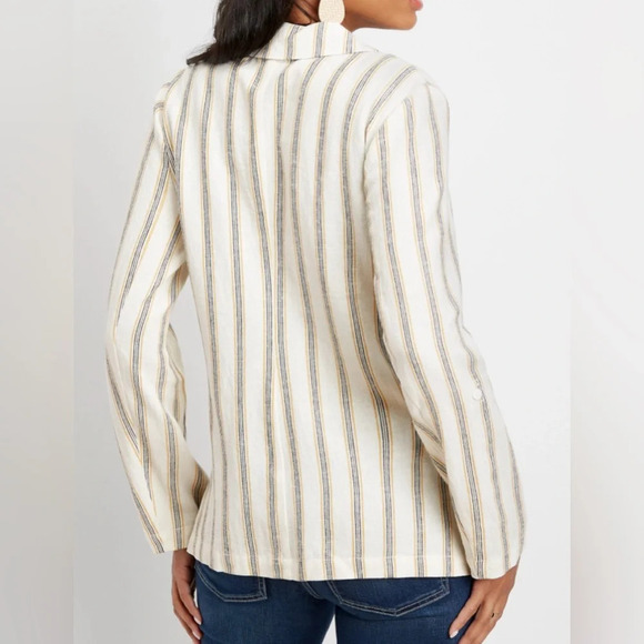 Linen Pinstripe Open Front Blazer Size Medium Style 114336 Casual Maurice’s - Picture 3 of 14